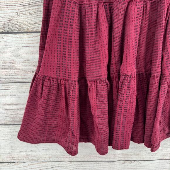 Patrons of Peace Geometric Print Babydoll Mini Dress Womens Small Red Wine - Picture 5 of 11